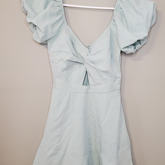 Altar'd State Dresses & Skirts - Altar'd State Women's Elegant Teal Puff Sleeve Mini Dress Size Small